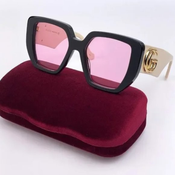 NEW Gucci GG0956S 002 Rectangle Oversized Black Pink Women Sunglasses main image 4